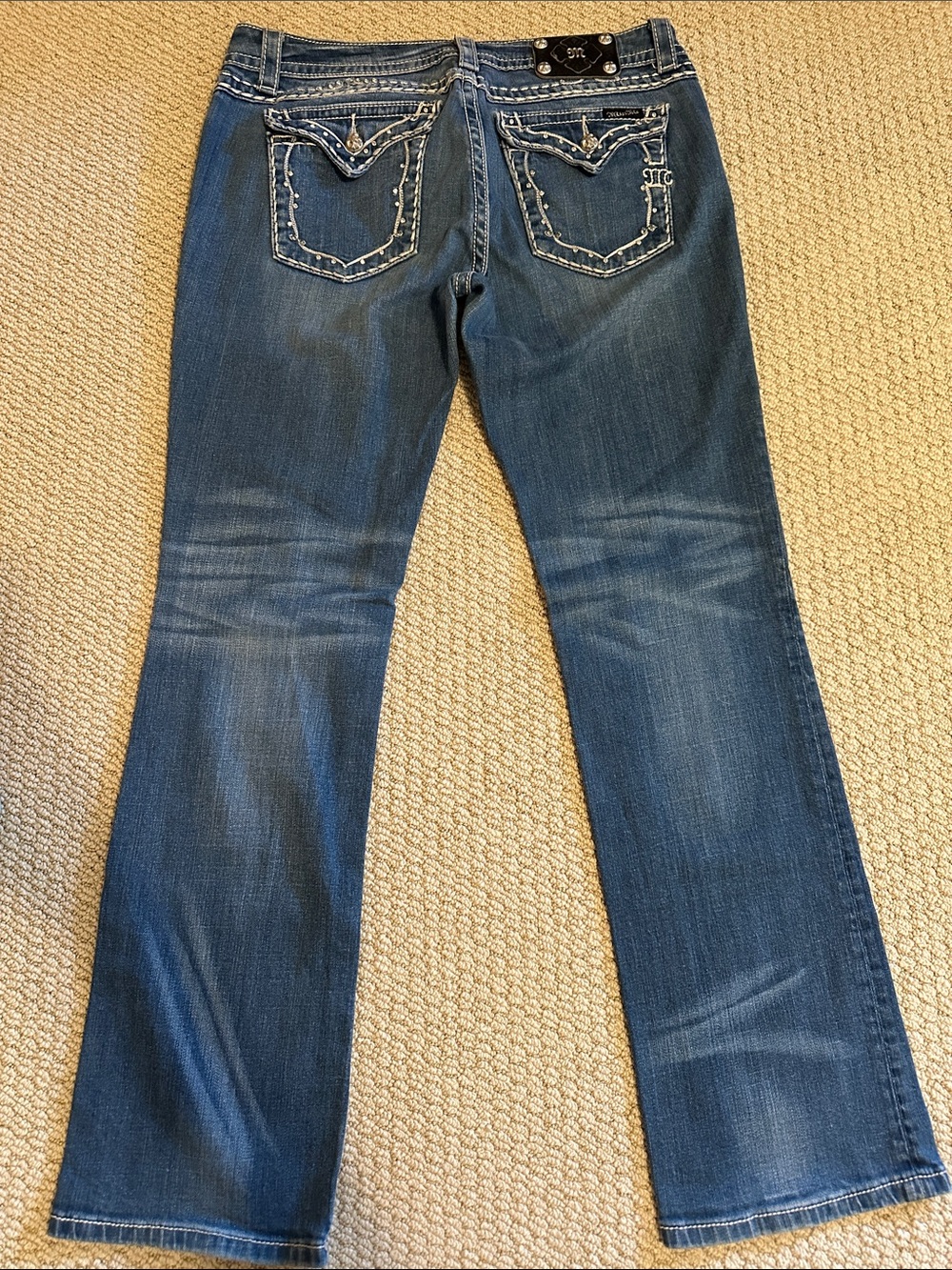 Miss Me Blue EASY BOOT Jeans with Embroidered Back Pockets size 31x33 JE5161E3L